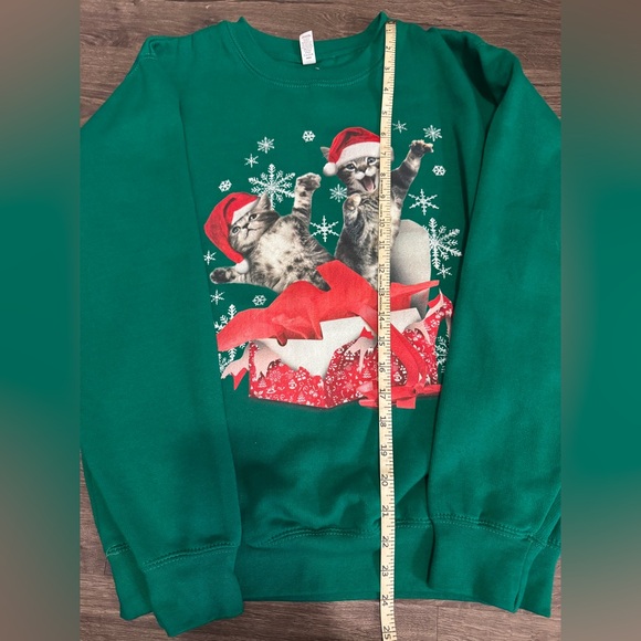 Green Christmas Cat Sweatshirt - Picture 3 of 4